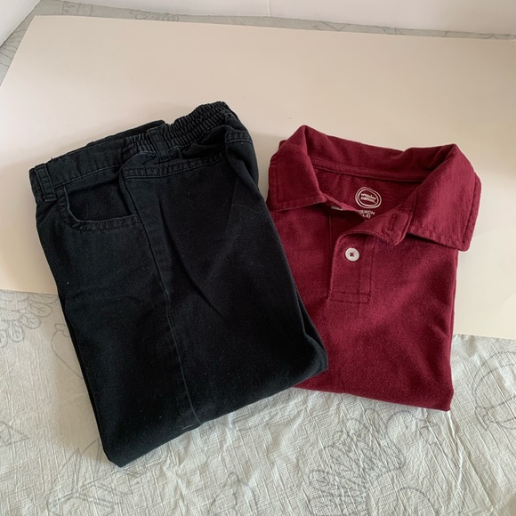 Garanimals Size 5T black pants. Elastic waist Shirt Size XS/XCH (4-5) Burgundy - Picture 10 of 10